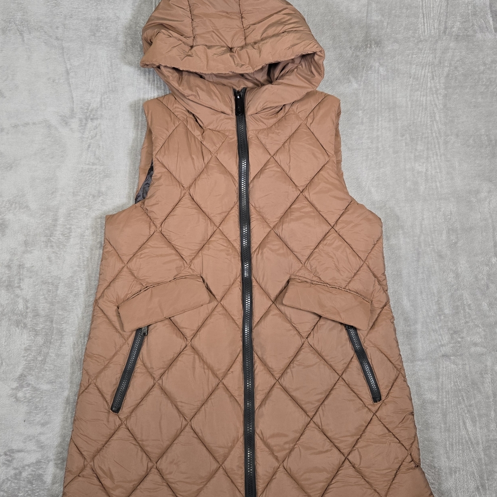 Sam Edelman Women's Large Brown Quilted Longline Vest Jacket